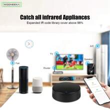 Wooneeka Wifi 紅外線遙控器中心相容於 Alexa 和語音控制智慧紅外線通用遙控器,透過 Smartlife 應用程式管理和控製家庭紅外線遙控器設備 - 黑色 - 查看 5