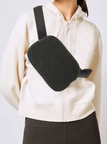 休閒腰包防水便攜包拉鍊胸包戶外運動斜挎包休閒旅行腰袋 - 黑色 - 查看 1