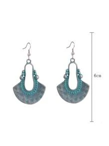 多層中空圓形綠松石裝飾耳坠,復古波西米亞風格合金珠寶,度假耳飾 - 彩色 - 查看 18