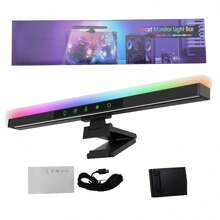 1pc Touch Rgb Monitor Light Bar, Led Dual Light Source With Adjustable Color Temperature Eye-Protecting Anti-Glare Desk Lamp, Touch Control For Home Office Computer, Notebook Games, Eye-Care, Space-Saving, Usb Powered - Black - View 4
