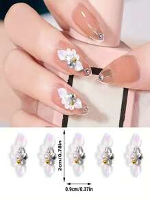 10Pcs 3D Nail Charms Flower Nail Art Charms Diy Nail Gems Nail Supplies Nails - White - View 7