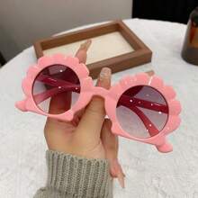 1pc Kids' Flower Pattern Plastic Frame Fashion Glasses Suitable For Daily Use - Pink - View 1