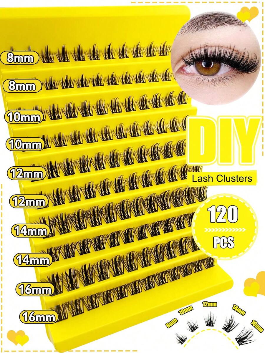 120 cái 8-16mm Hỗn hợp Chiều dài Cá nhân Cụm Lông mi Phân đoạn Gai Lông mi giả cá nhân Cá nhân Mở rộng lông mi - màu đen - Xem 1