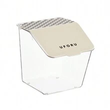 1 件廚房和浴室防塵壁掛式收納盒用於大蒜和調味品,無需鑽孔,透明翻蓋化妝品收納盒 - 奶油白 - 查看 5