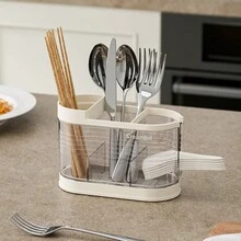 廚房筷子匙架,可排水存放功能,掛牆式 - 白色 - 查看 3
