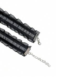 1個女士哥特風格黑色蕾絲頸帶,帶有愛心和吊墜設計,適合派對、攝影、度假旅行等多種場合 - 黑色 - 查看 4