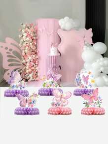 3 件組-款式隨機蝴蝶桌擺件蝴蝶生日派對裝飾蝴蝶蜂窩桌擺件蝴蝶主題派對用品生日嬰兒送禮會派對裝飾 - 彩色 - 查看 3