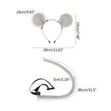 1pc Mouse Ear Cosplay Accessory, Party Decoration- Grey Ears - Grey - View 2