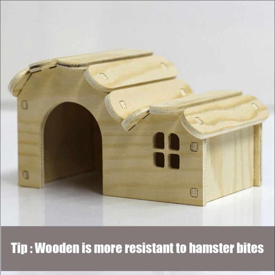 View of 5 Pieces Dwarf Hamsters House DIY Wooden Gerbil Hideout Rainbow Bridge ...