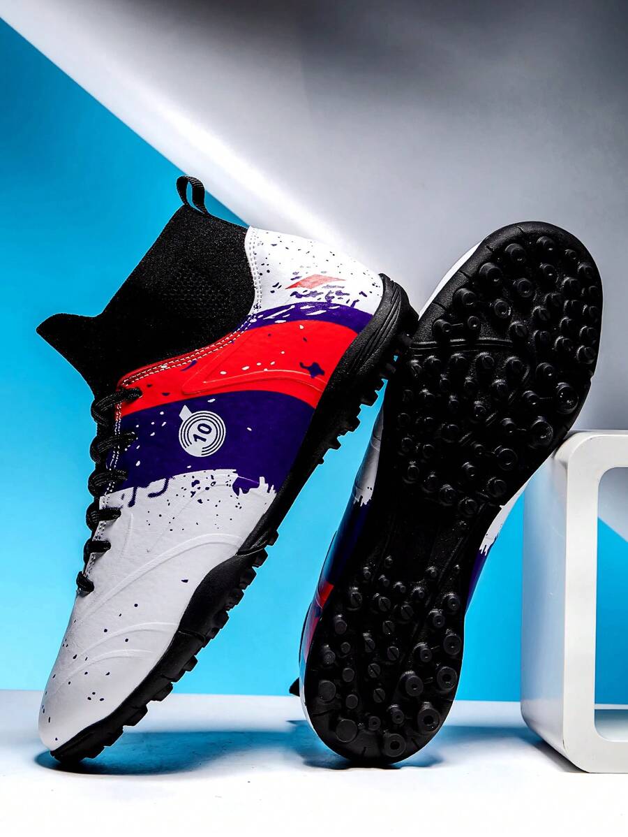 Nam Của phụ nữ Bãi cỏ Giày bóng đá Trong nhà Giày dép Cao Mắt cá chân Tf Giày bóng đá Rộng Tập huấn Giày thể thao - trắng - Xem 1