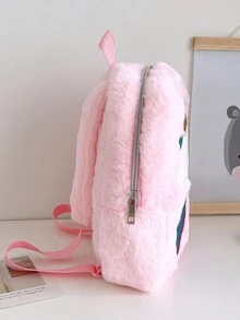Cartoon Cute Plush Unicorn Backpack - Pink - View 3