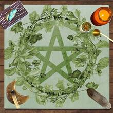 1 件绿树叶、星星、月亮和花朵装饰祭坛布用于读卡 - 彩色 - 查看 1