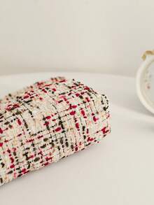 1pc New Striped Multicolor Women'S Portable Cosmetic Bag, High-Capacity Storage Pouch For Lipstick, Inner Travel Wash Bag For Girls, Christmas Gift, Gift For Mom Makeup Storage - Burgundy - View 10