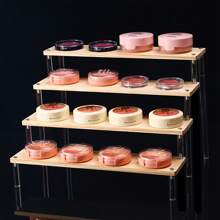 1 包 4 层木质亚克力展示架，分层木质立管展示架收纳架，透明亚克力展示架，适用于收藏品流行人物纸杯蛋糕香水甜点 - 4層-30cm - 查看 3