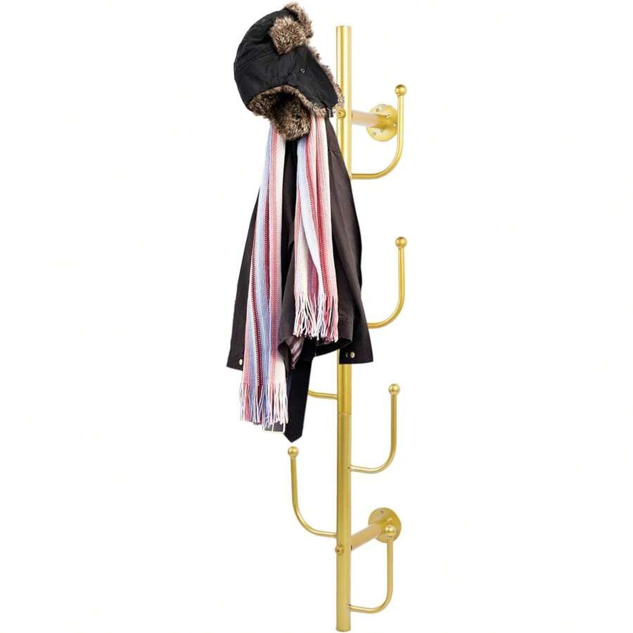 Modern Metal Wall Mounted Coat And Hat Tree Rack With 8 Hooks, Hat Tree ...