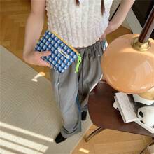 1入日系可愛風繩拉鍊口紅袋女士旅行小化妝包，適用於、卡片、耳機、頭帶、便攜式收納袋、零錢包、超級可愛迷你包收納化妝組織袋化妝箱 - 藍色 - 查看 5