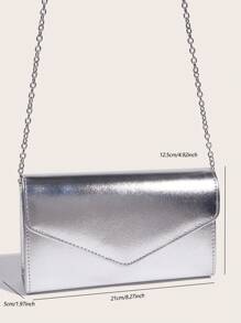 Luxury Evening Clutch, Charming And Elegant, Discreetly Luxurious. Solid Color PU Leather Women's Handbag, Square Design, Suitable For Ladies, Party Girls, Brides And Various Occasions, Perfect For Parties, Weddings, Balls, Galas. Also An Ideal Gift For Mothers, Teachers, Friends, Bridesmaids And Other Women. Fashionable Women's Clutch. - Silver - View 8