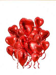 10pcs 18 Inch Red Heart Shaped Aluminum Foil Balloons For Valentine'S, Marriage Proposal, Wedding, Mother'S Day, Party Decoration - Red - View 4