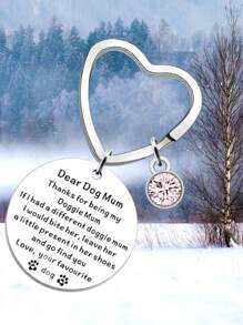 Dog Mom Gift For Women, Dog Mom Birthday Gift, Present Keychain - Silver - View 3