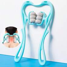 Cervical Massager Clip Neck Massage Artifact Six Wheel Neck Kneading Massager Manual Multifunctional Home Use Fatigue Relief - Blue - View 3