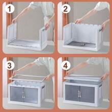 2 Pack 32 Gal Closet Organizers And Storage - 132QT Stackable Storage Bins With Lids And Doors And Wheels, Dorm Room Essentials,  Collapsible Stackable Storage Bins, Plastic - Grey - View 5