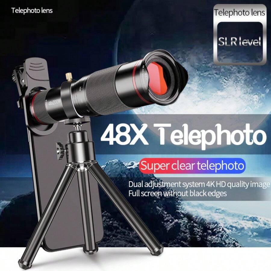 HD Chụp ảnh xa Ống kính Đối với Điện thoại di động , Với Kim loại Kẹp , Tuyệt vời Đối với Tầm xa Shooting , Phát trực tiếp , Buổi hòa nhạc , , - màu đen - Xem 1