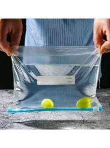 可重複使用的食品收納袋,矽膠冷凍袋,20入防漏直立可重複使用食品收納袋,密封塑料袋適用於肉類水果蔬菜,廚房配件 - 淺藍 - 查看 6