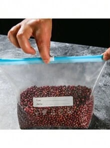 可重複使用的食品收納袋,矽膠冷凍袋,20入防漏直立可重複使用食品收納袋,密封塑料袋適用於肉類水果蔬菜,廚房配件 - 淺藍 - 查看 8