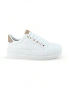 Tenis Blanco Plataforma Casual para Mujer - Blanco - Ver 2