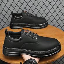 男士復古工作靴,沙漠英倫風格低筒正裝鞋 - 黑色 - 查看 7