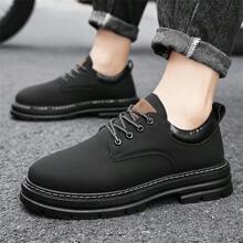 男士復古工作靴,沙漠英倫風格低筒正裝鞋 - 黑色 - 查看 5