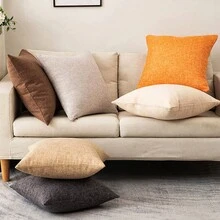 Wracra 1入組純色簡約手工裝飾坐墊套,不含填充物,現代沙發抱枕套 - 黃色 - 查看 1