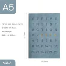 1pc 2024 English Daily Planner 365 Days Time Management Weekly Planner A5 Faux Leather Notebook Productivity Manual - Brown - View 7