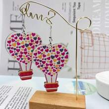 1 對歐美時尚木飾面多巴胺愛結耳環,適合日常佩戴、週年紀念或生日禮物 - 彩色 - 查看 1