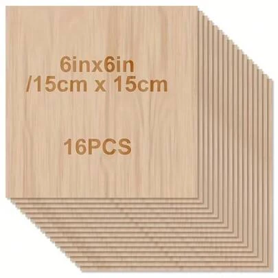 16入組6 X 6英寸/15*15公分未完成樹木,2毫米厚未完成木板,空白木質拼圖適用於手工藝品、藝術與手工藝品、木雕供木質拼圖學校項目工藝diy模型雕刻