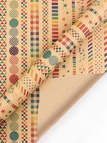 6入組50*70cm音符印花牛皮紙生日禮品包裝紙,diy套裝 - 彩色 - 查看 7