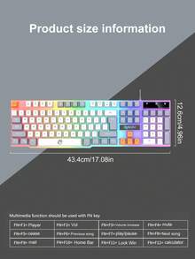 RAIKU K26 Fashionable Splicing Wired Rainbow Led Backlit Gaming Keyboard, Suitable For Office, Home, And Esports Gaming - White Gray - View 2