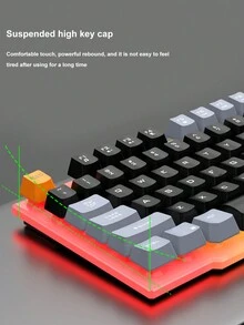 RAIKU K26 Fashionable Splicing Wired Rainbow Led Backlit Gaming Keyboard, Suitable For Office, Home, And Esports Gaming - White Gray - View 4