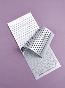 1 pieza Etiqueta adhesiva con estampado en caliente dorado/plateado con forma de estrella plateada, perfecta para scrapbooking, diarios DIY, álbumes, decoración de cajas de regalo, útiles escolares, regreso a clases