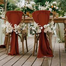 1pc 118 Inch Maple Leaf Red Table Runner Gauze Table Runner Suitable For Boho Wedding Decoration Baby Shower Birthday Party Table Decoration - Maple Leaf Red - View 6