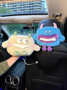 1入掛式汽車紙巾盒套 - 可愛毛絨玩偶汽車內飾，富有創意和趣味性的小汽車紙巾盒，完美地將紙巾以有趣又獨特的方式存放 - 薄荷綠 - 查看 1