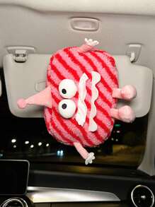 1入掛式汽車紙巾盒套 - 可愛毛絨玩偶汽車內飾，富有創意和趣味性的小汽車紙巾盒，完美地將紙巾以有趣又獨特的方式存放 - 薄荷綠 - 查看 2