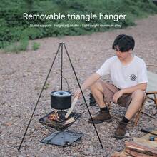 1pc Silver-Color-Small Size Outdoor Aluminum Alloy Tripod Portable Bonfire/Camping/Bbq Stand, Foldable Triangle Support Rack For Hanging Pot - Silver-small - View 2