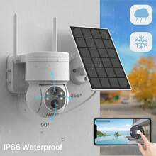 1pc 4mp Outdoor Solar Power Wifi Camera With Dual Panels, Intelligent Detection, High Definition, Battery & Solar Powered, 7800mah Battery, Ip66 Waterproof And Dust-Proof, Hd Night Vision, Two-Way Audio, Pir Detection, 360 Rotation, Light, Image Sensor, Recording, Motion Sensor, 2.4ghz For Fisheries & Forestry, Anti-Theft, Wild Monitoring, Construction Site, Breeding Farm, Animal Observation App: Icsee - Built-in 7800ma battery solar powered - View 2