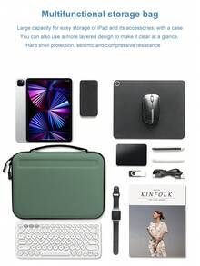 11-13 英寸硬壳保护套，适用于 iPad 或笔记本电脑、多功能电缆整理器和平板电脑保护器 - 綠色 - 查看 4