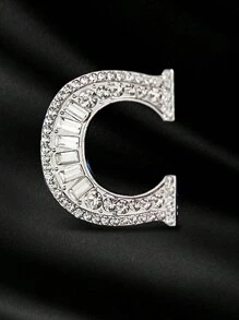 1pc 英文26字母胸针 水钻 典雅合金胸针 水钻镶嵌 典雅 胸花配饰 服装配饰 - 銀色 - 查看 34