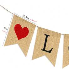 1入粗麻質感婚禮懸掛式旗幟,情人節裝飾,愛心旗幟,派對新娘求婚,訂婚,情人節,婚禮派對,裝飾道具,拉花love亞麻尾巴,愛情旗幟 - 棕色 - 查看 5