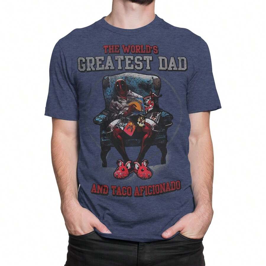 Deadpool World's Greatest Dad Men's T-Shirt - Màu xanh lam - Xem 1