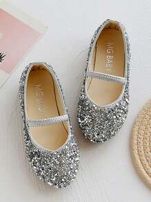 1雙女童跳舞鞋,閃爍pu面料鞋面,後帶設計,tpr鞋底,柔軟舒適鞋墊,適合春秋新款芭蕾舞鞋,適用於室內外3-12歲 - 查看 3