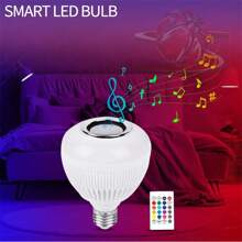 Control de bombilla LED Bluetooth para reproducir música, foco de altavoz que cambia de color RGB, control remoto para fiestas, hogar, decoraciones navideñas - Blanco - Ver 3